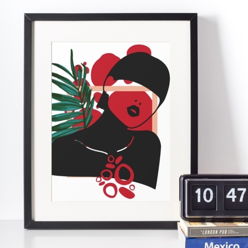 Modern Wall Art Print Tropical Girl Unframed - Picture 3 of 10